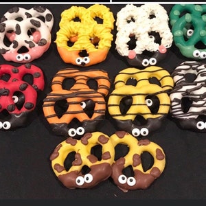 Animal Chocolate Covered Pretzels: Ladybug, Cow, Bee - Set of 12