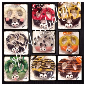 Animal Chocolate Covered Pretzels: Ladybug, Cow, Bee - Set of 12