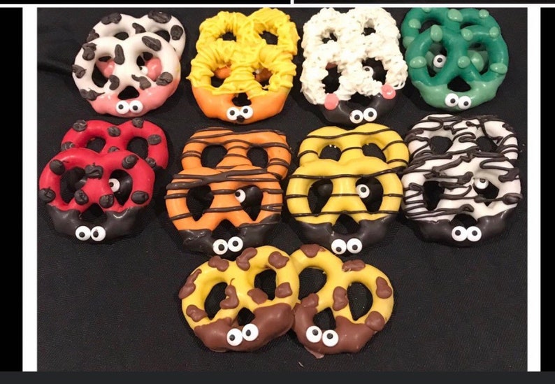Animal Chocolate Covered Pretzels: Ladybug, Cow, Bee - Set of 12