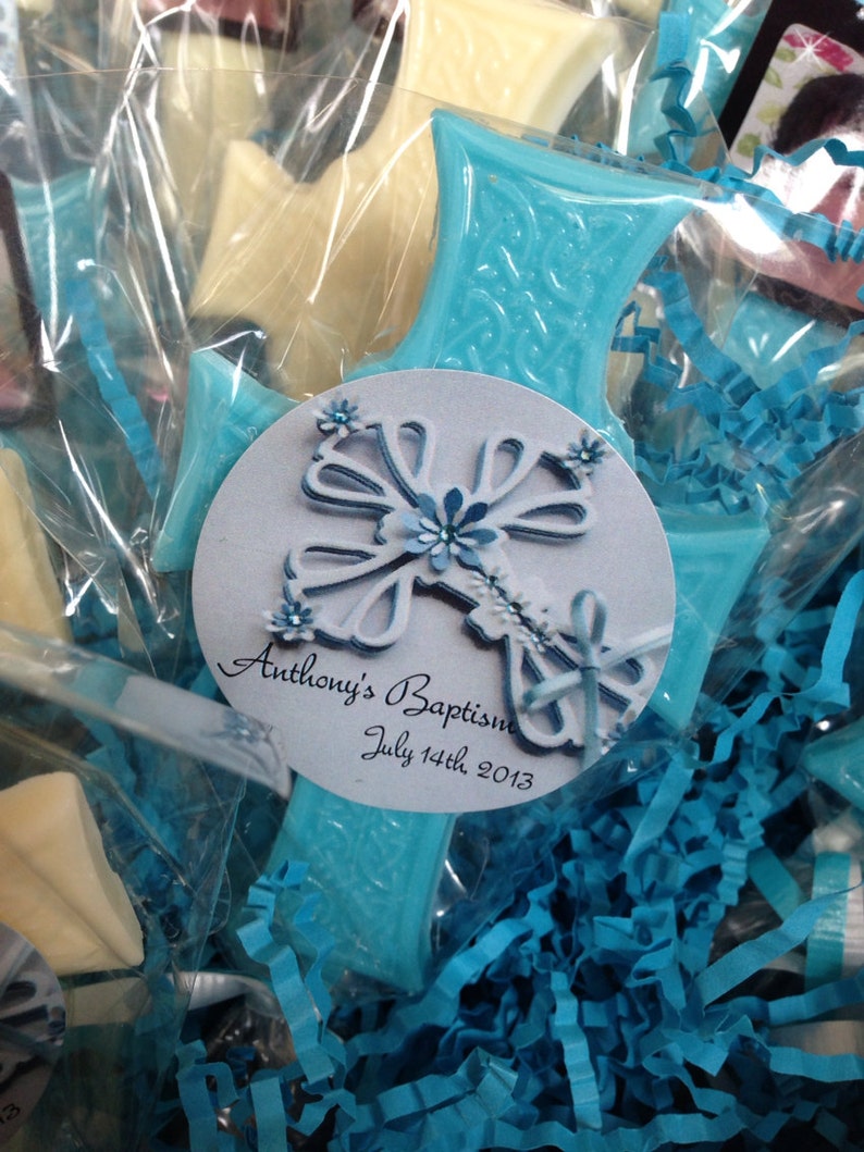18 Communion, Baptism Cross Chocolate Lollipops - Personalized Favors