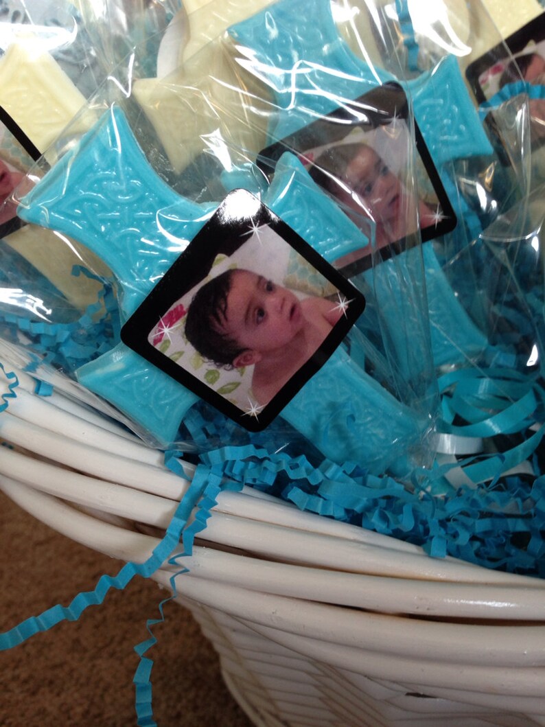 18 Communion, Baptism Cross Chocolate Lollipops - Personalized Favors