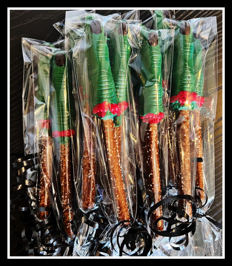 24 Witch Finger Chocolate Pretzels: Halloween Party Favors