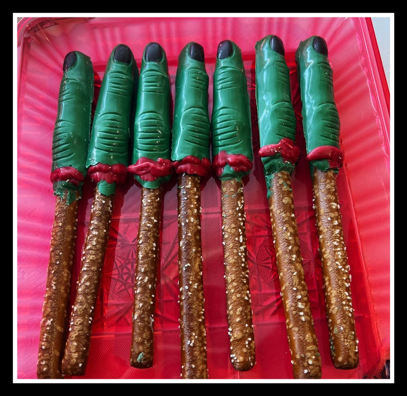 24 Witch Finger Chocolate Pretzels: Halloween Party Favors