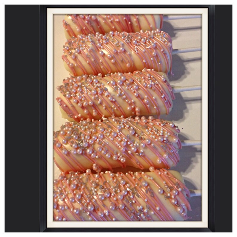 24 Shimmer Chocolate Covered Marshmallow Pops: Communion, Baptism Favors