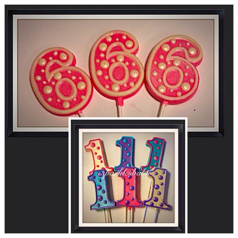 24 Rainbow Number Lollipops: Personalized Party Favors